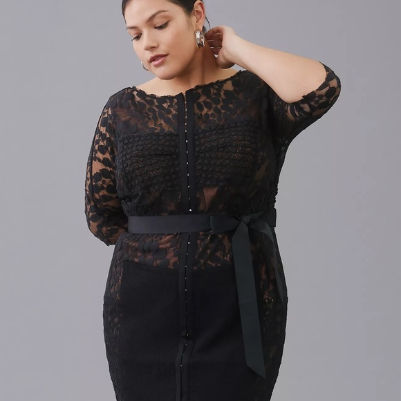 NWT Anthropologie Byron Lars Beguile  Black Carissima Sheath Dress 14 - Picture 6 of 9